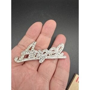 Victorias Secret Silvertone Rhinestone ANGEL Bling Pin BROOCH